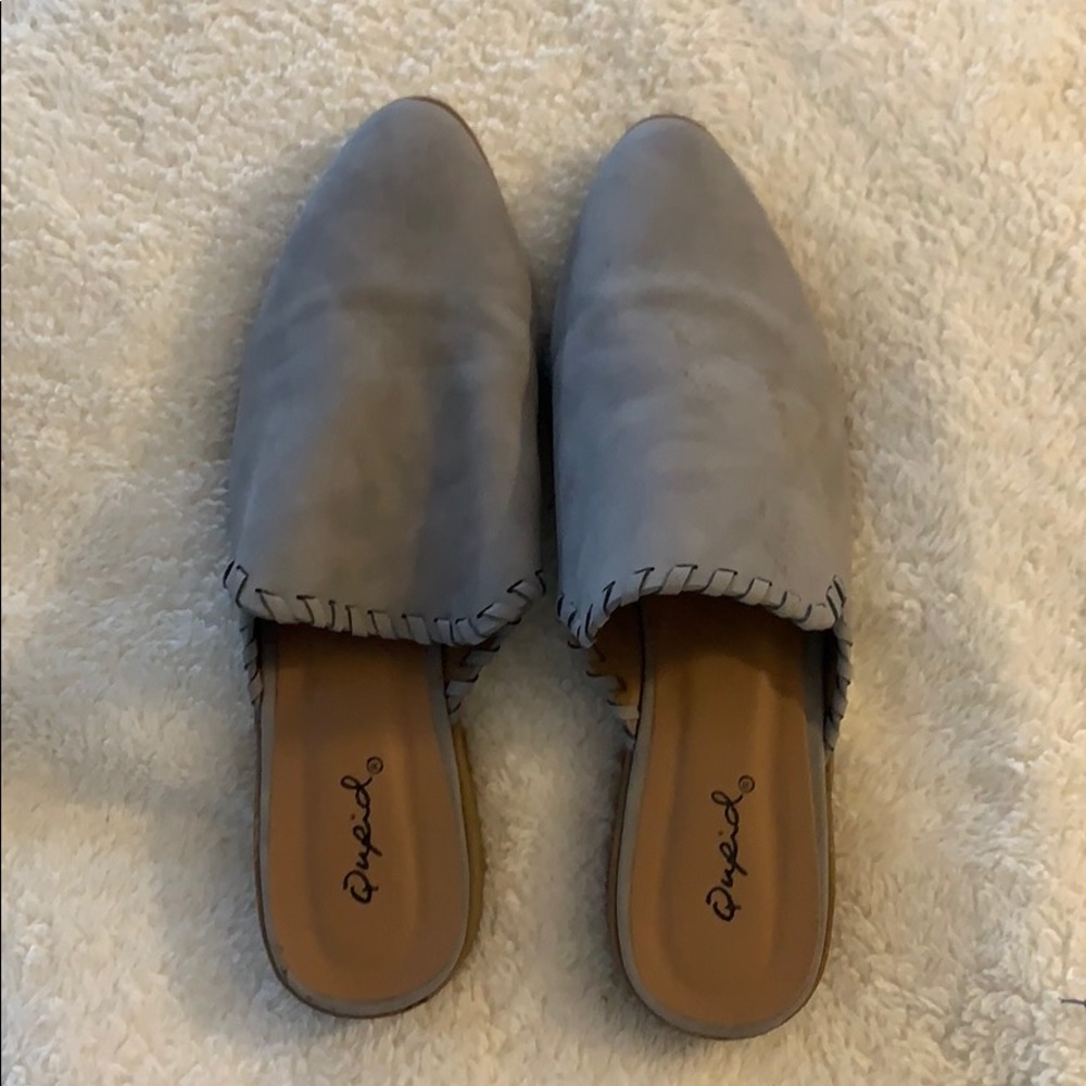 Beautiful blue/grey suede mules